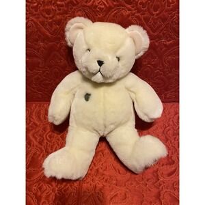 My First Harrods Teddy Bear Cream Ivory Plush Stuffed Green Button Off White‎